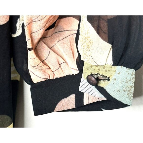 Lulus Womens Dress Floral Maxi Long Sleeve Wondrous Water Lilies Black Medium - Picture 6 of 11